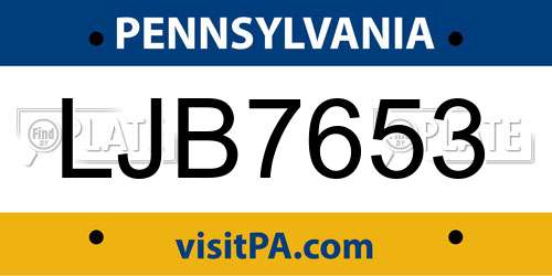 LJB7653 Pennsylvania License Plate
