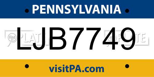 LJB7749 Pennsylvania License Plate