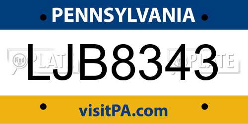 LJB8343 Pennsylvania License Plate