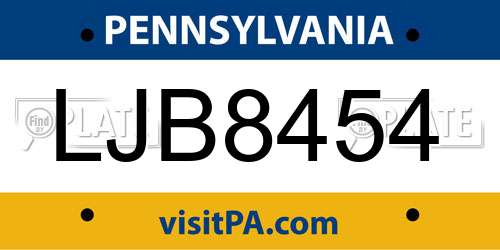 LJB8454 Pennsylvania License Plate