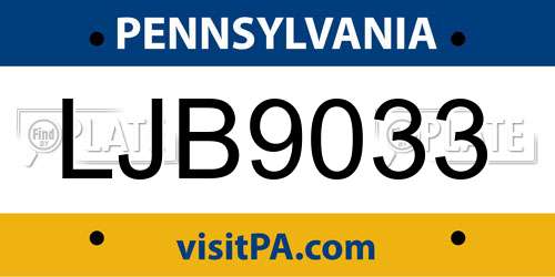 LJB9033 Pennsylvania License Plate