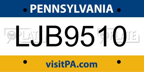 LJB9510 Pennsylvania License Plate