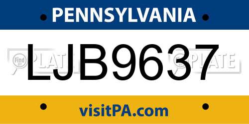 LJB9637 Pennsylvania License Plate