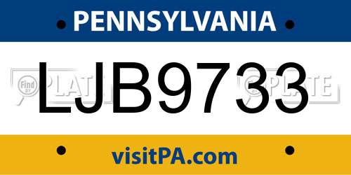 LJB9733 Pennsylvania License Plate