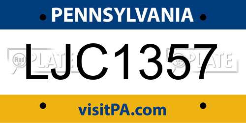 LJC1357 Pennsylvania License Plate