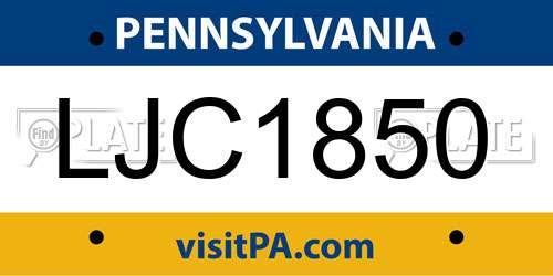 LJC1850 Pennsylvania License Plate
