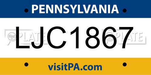 LJC1867 Pennsylvania License Plate