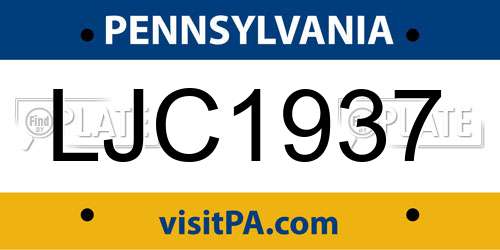 LJC1937 Pennsylvania License Plate