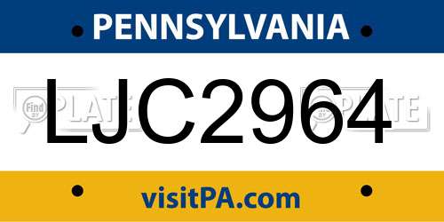 LJC2964 Pennsylvania License Plate