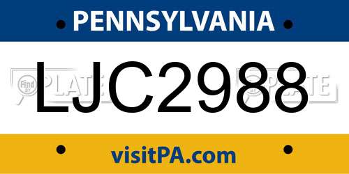 LJC2988 Pennsylvania License Plate
