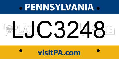 LJC3248 Pennsylvania License Plate