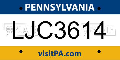 LJC3614 Pennsylvania License Plate