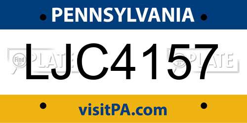 LJC4157 Pennsylvania License Plate