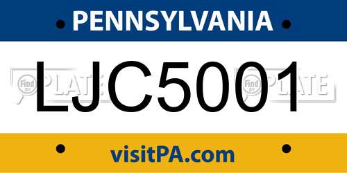 LJC5001 Pennsylvania License Plate