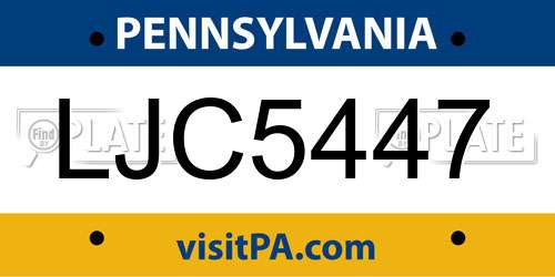 LJC5447 Pennsylvania License Plate