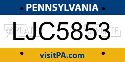 LJC5853 Pennsylvania License Plate