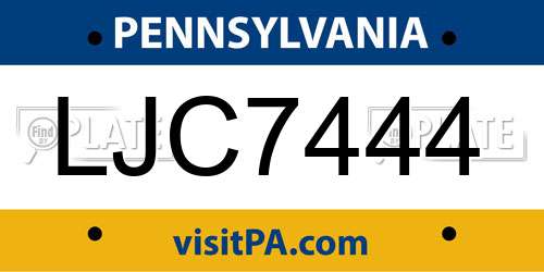 LJC7444 Pennsylvania License Plate