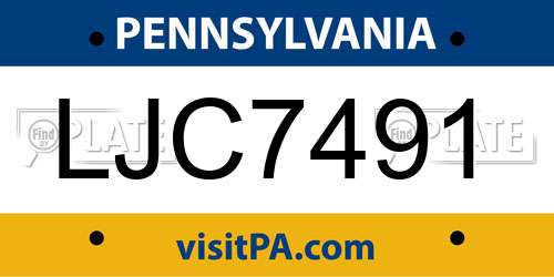 LJC7491 Pennsylvania License Plate