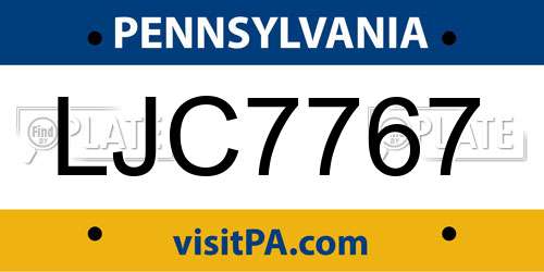 LJC7767 Pennsylvania License Plate