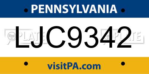 LJC9342 Pennsylvania License Plate