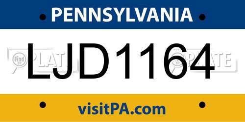LJD1164 Pennsylvania License Plate