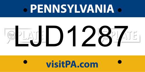 LJD1287 Pennsylvania License Plate