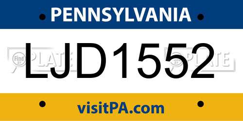 LJD1552 Pennsylvania License Plate