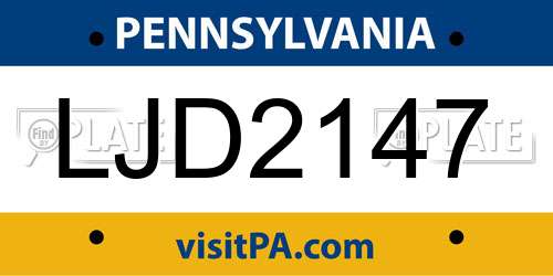 LJD2147 Pennsylvania License Plate