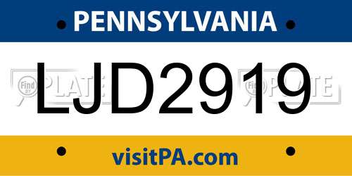 LJD2919 Pennsylvania License Plate