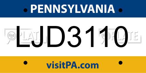 LJD3110 Pennsylvania License Plate
