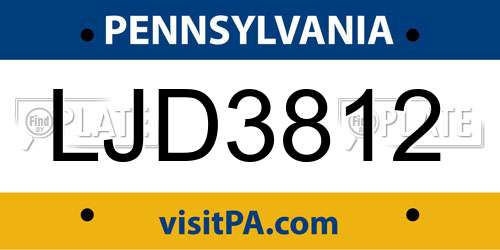 LJD3812 Pennsylvania License Plate