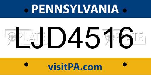 LJD4516 Pennsylvania License Plate