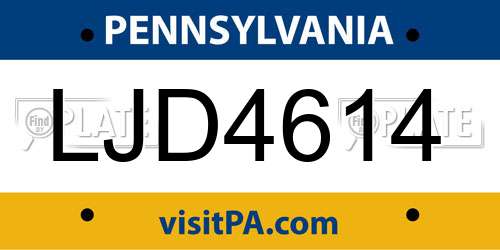 LJD4614 Pennsylvania License Plate