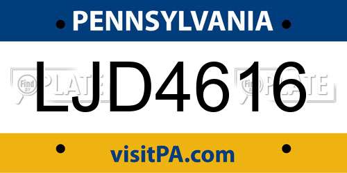 LJD4616 Pennsylvania License Plate