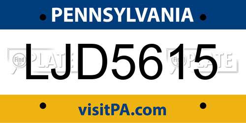 LJD5615 Pennsylvania License Plate