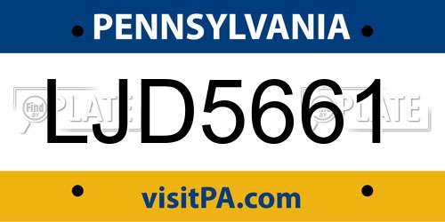 LJD5661 Pennsylvania License Plate