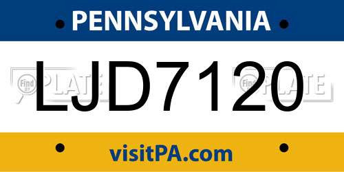 LJD7120 Pennsylvania License Plate