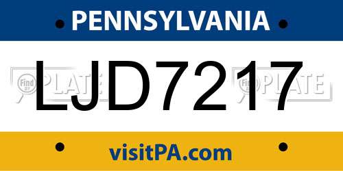 LJD7217 Pennsylvania License Plate