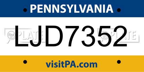 LJD7352 Pennsylvania License Plate