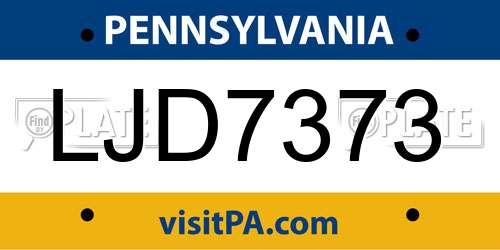 LJD7373 Pennsylvania License Plate