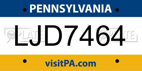 LJD7464 Pennsylvania License Plate