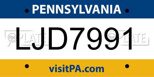 LJD7991 Pennsylvania License Plate