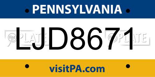LJD8671 Pennsylvania License Plate