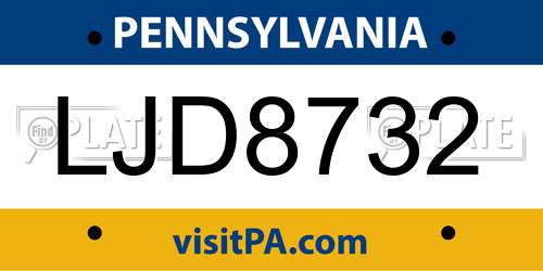 LJD8732 Pennsylvania License Plate
