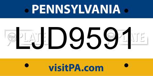 LJD9591 Pennsylvania License Plate