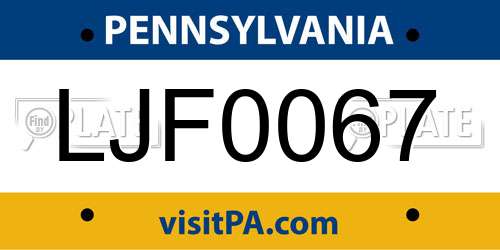 LJF0067 Pennsylvania License Plate