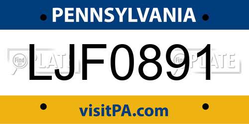 LJF0891 Pennsylvania License Plate