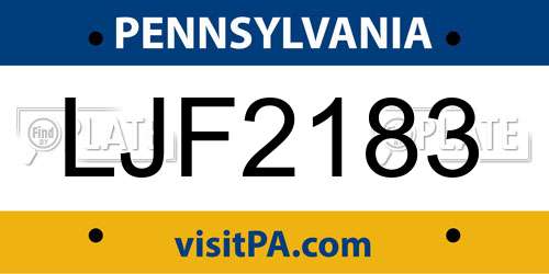 LJF2183 Pennsylvania License Plate