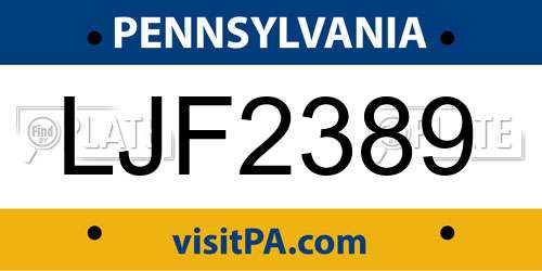 LJF2389 Pennsylvania License Plate