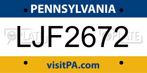 LJF2672 Pennsylvania License Plate